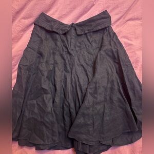 Black Linen A-Line Midi